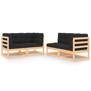vidaXL 4-delige Loungeset massief grenenhout