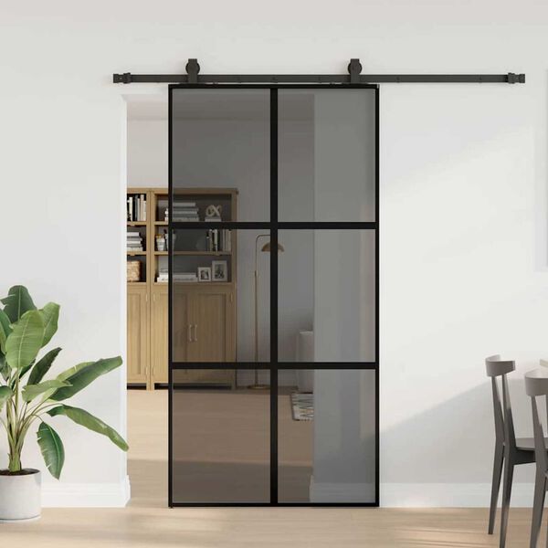 vidaXL Schuifdeur met beslagset 102,5x205 cm gehard glas zwart