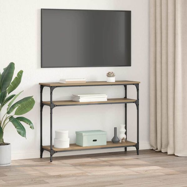 vidaXL Wandtafel met plank Artisan Eiken 100 x 29 x 75 cm Bewerkt hout