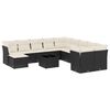 vidaXL 12-delige Loungeset met kussens poly rattan zwart