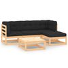 vidaXL 5-delige Loungeset met kussens massief grenenhout