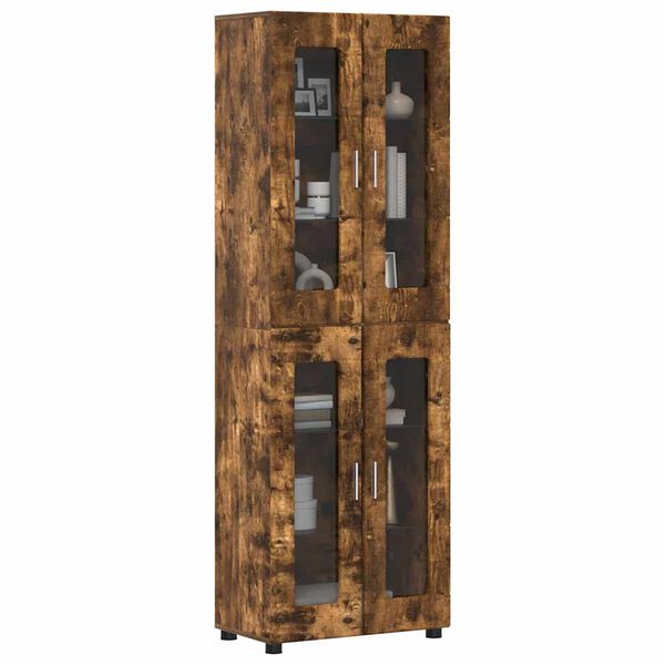 vidaXL Hoge kast met plank Gerookt eiken 60 x 35 x 182 cm Bewerkt hout