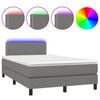 vidaXL Boxspring met matras en LED stof donkergrijs 120x200 cm