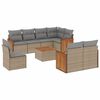vidaXL 9-delige Loungeset met kussens poly rattan beige