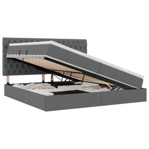 vidaXL Opslag bed met matras Donkergrijs 200 x 200 cm Polyester