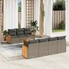 vidaXL 8-delige Loungeset met kussens poly rattan grijs