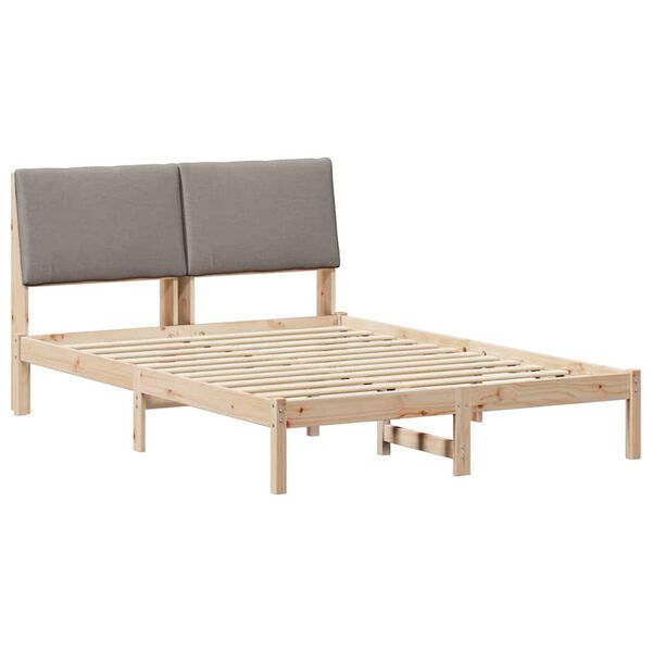 vidaXL Bedframe Bruin en taupe 150 x 200 cm Massief grenenhout