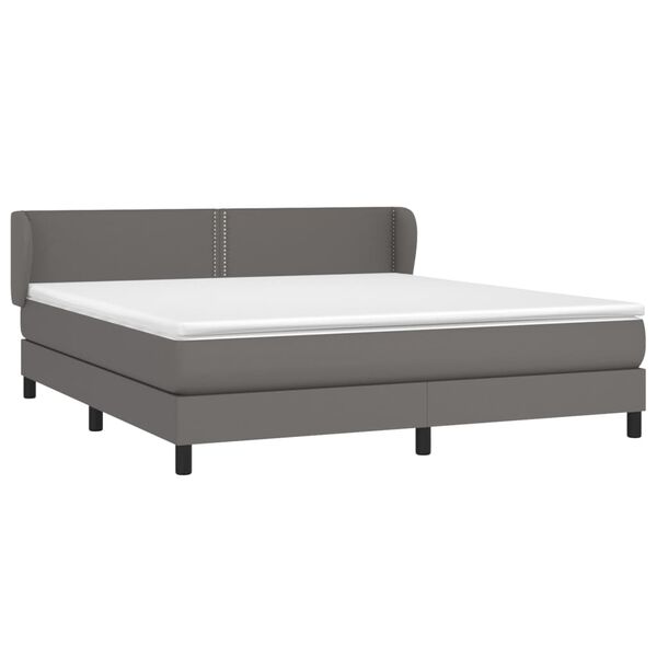 vidaXL Boxspring met matras kunstleer grijs 180x200 cm