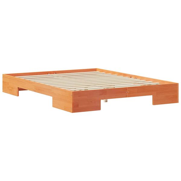 vidaXL Bedframe met opslag Bruin 140 x 200 cm Massief grenenhout
