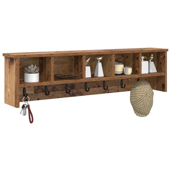 vidaXL Wandgemonteerde kapstok Oud hout 100 x 16 x 26 cm Bewerkt hout