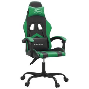 vidaXL Gamestoel draaibaar kunstleer zwart en groen