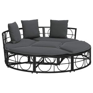 vidaXL Loungebed voor buiten zonder luifel poly rattan zwart