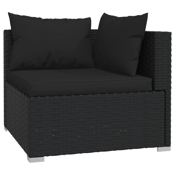 vidaXL 5-delige Loungeset met kussens poly rattan zwart