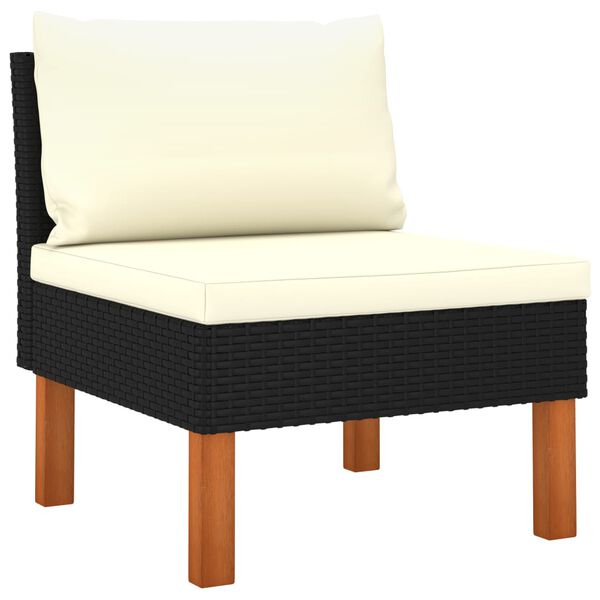 vidaXL 10-delige Loungeset poly rattan en eucalyptushout zwart