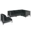 vidaXL 5-delige Loungeset met kussens poly rattan donkergrijs