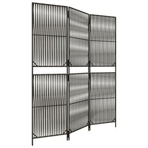 vidaXL Kamerscherm 3 panelen poly rattan grijs