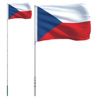 vidaXL Vlag met vlaggenmast Tsjechië 5,55 m aluminium