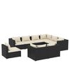 vidaXL 9-delige Loungeset met kussens poly rattan zwart