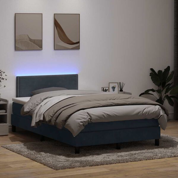 vidaXL Boxspring met matras en LED fluweel donkergrijs 120x210 cm