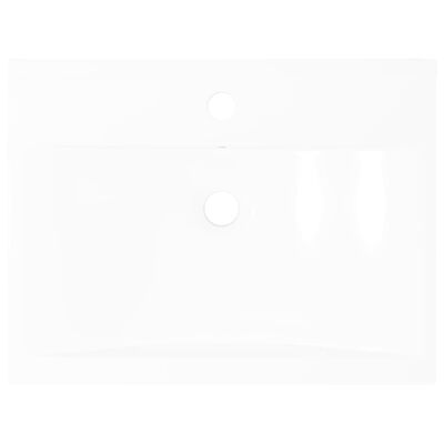 vidaXL Wastafel met kraangat rechthoekig 60x46 cm keramiek wit
