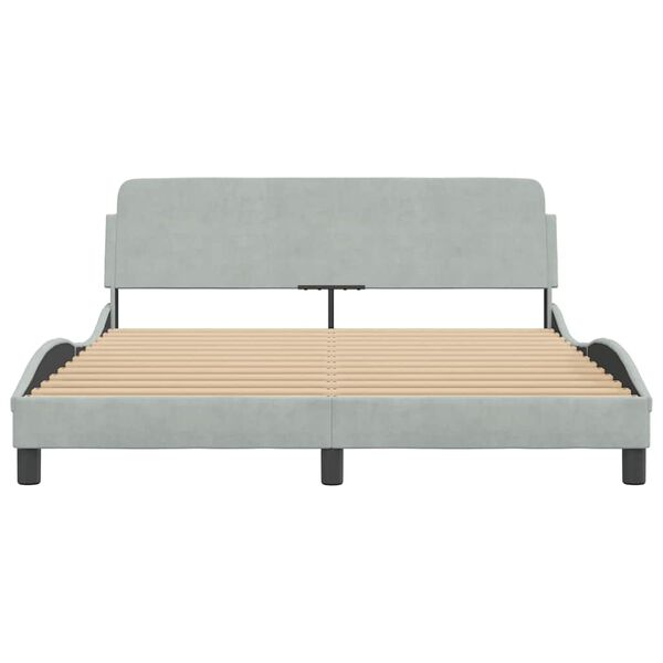 vidaXL Bedframe "Dover" 160x200 cm fluweel lichtgrijs