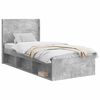 vidaXL Bedframe met opbergruimte en hoofdbord Betongrijs 75 x 190 cm