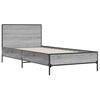 vidaXL Bedframe bewerkt hout en metaal grijs sonoma eiken 90x200 cm