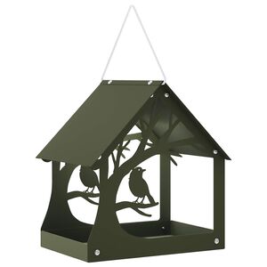 vidaXL Hangend vogelvoederhuisje Staal Olijfgroen