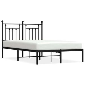 vidaXL Bedframe met hoofdbord metaal zwart 135x190 cm