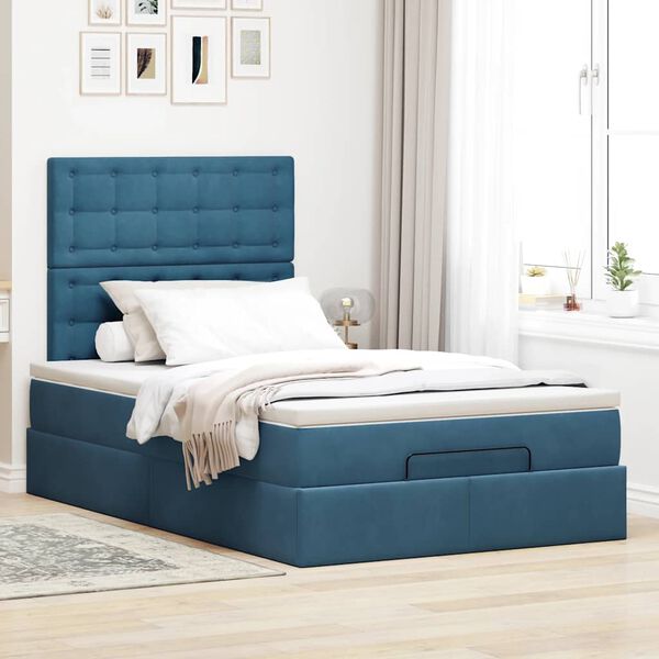 vidaXL Ottoman bed met matrassen en LED's 120x200cm fluweel