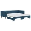 vidaXL Slaapbank onderschuifbed en matrassen 100x200 cm fluweel blauw