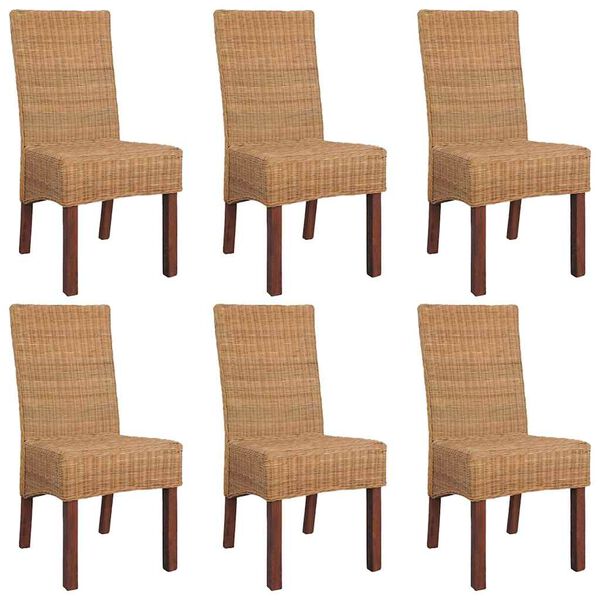 vidaXL Eetkamerstoelen 6 st natuurlijk rattan bruin
