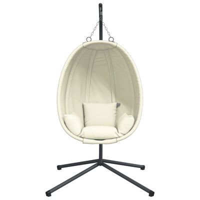 vidaXL Hangstoel met standaard stof en staal beige