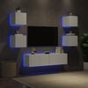 vidaXL 6-delige Tv-wandmeubelset met LED-verlichting bewerkt hout wit