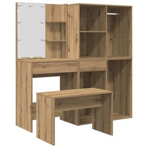 vidaXL Kaptafelset met LED-verlichting bewerkt hout artisanaal eiken