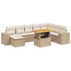 vidaXL 9-delige Loungeset met kussens poly rattan beige