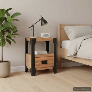 vidaXL Nachtkastje 40x30x54 cm massief acaciahout staal