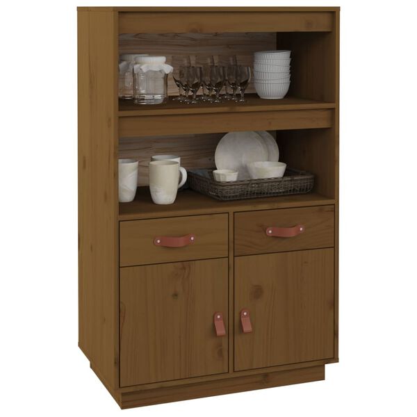 vidaXL Hoge kast 67x40x108,5 cm massief grenenhout honingbruin