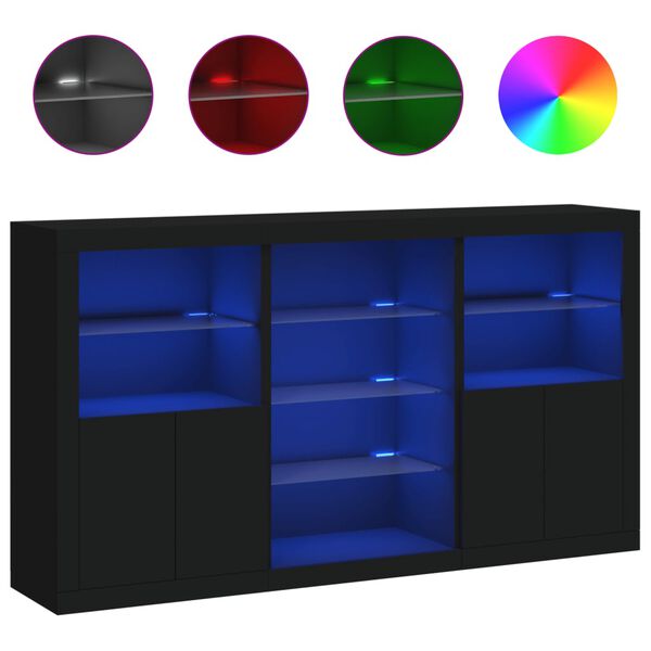 vidaXL Dressoir met LED-verlichting 181,5x37x100 cm zwart