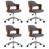 vidaXL Eetkamerstoelen 4 st draaibaar gebogen hout en stof grijs