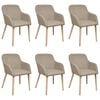 vidaXL Eetkamerstoelen 6 st stof en massief eikenhout beige