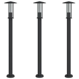 vidaXL Vloerlamp voor buiten 3 st 100 cm roestvrij staal zwart