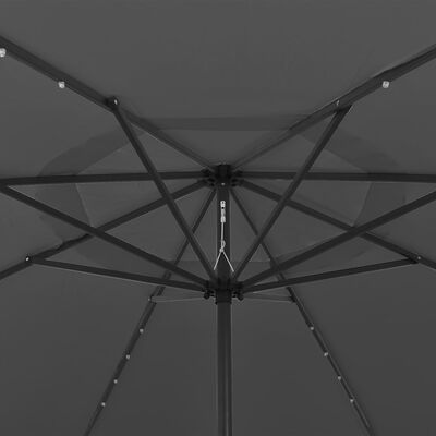 vidaXL Parasol met LED-verlichting metalen paal 400 cm antracietkleur