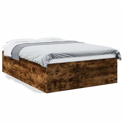 vidaXL Bedframe bewerkt hout gerookt eikenkleurig 120x190 cm