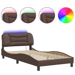 vidaXL Bedframe met LED zonder matras "Hvar" bruin 100x200 cm