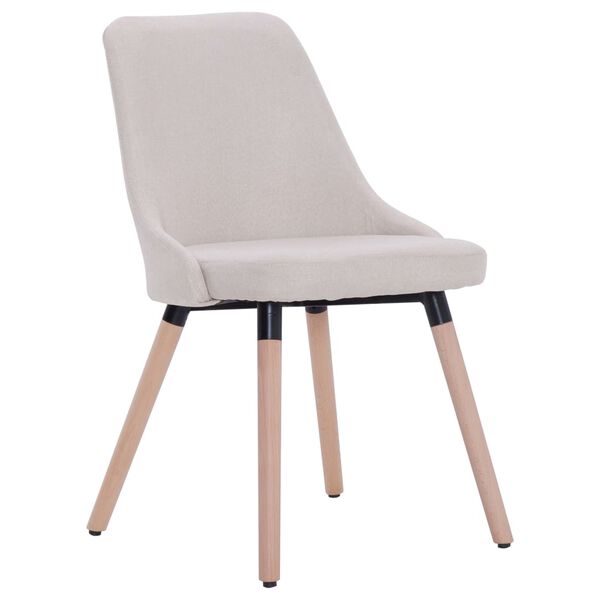vidaXL Eetkamerstoelen 2 st stof cr&egrave;mekleurig