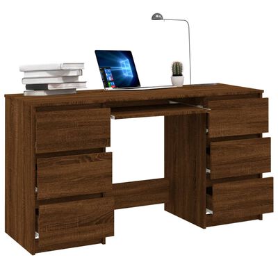 vidaXL Bureau 140x50x77 cm bewerkt hout bruin eikenkleur