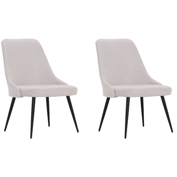 vidaXL Eetkamerstoelen 2 st stof cr&egrave;mekleurig