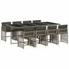 vidaXL 9-delige Tuinset met kussens poly rattan grijs