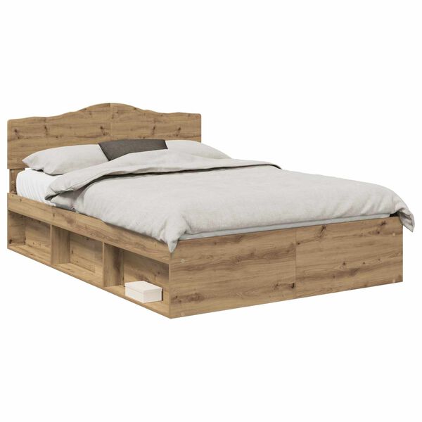 vidaXL Bedframe Ambachtelijk eiken 150 x 200 cm Massief grenenhout